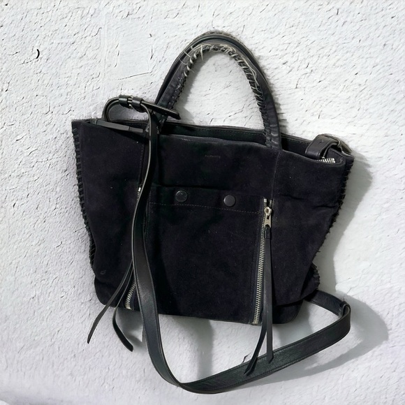 AllSaints "Fleur De Lis East West" Tote suede dark navy - Picture 1 of 10